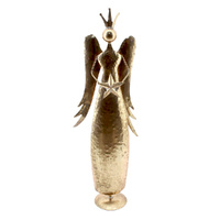 Metal Crowned Gold Angel LRG 60cm