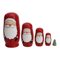Wooden Santa Babushka Red & White 13cm