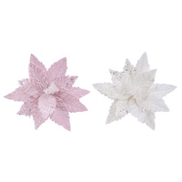 Powderpuff Poinsettia Clip 2 Assorted 30cm