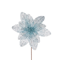 Sheer Light Blue Glittered Poinsettia 40cm