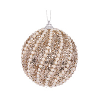 Champagne Pearl Swirl Bauble 10cm