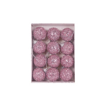 Mini Pink Sugar Baubles 12pk 4cm
