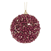Burgundy Stars Bauble 10cm