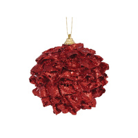 Red Ruffles Bauble 10cm