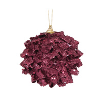 Burgundy Ruffles Bauble 10cm