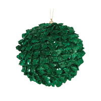 XL Green Ruffles Bauble 15cm