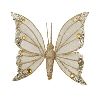 Champagne Velvet Butterfly w. Clip  19cm