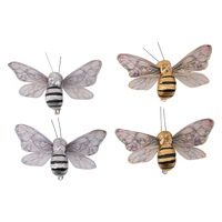 Silver or Gold Bee 2pk 10cm