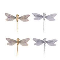 Silver & Champagne Dragonfly 2pk 11cm