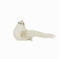 Ivory Bird On Clip w. Glitter 18cm
