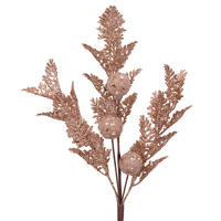 Rose Gold Glitter Leaf & Fruit Stem 47cm