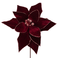 Burgundy Velvet Poinsettia w. Rose Gold 33cm