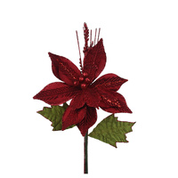 Burgundy Poinsettia Stem 33cm