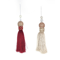 Burgundy & Ivory Tassel Tree Ornament 17cm