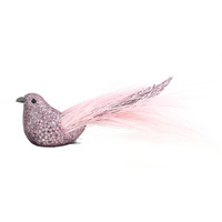 Pink Glitter Bird 18cm