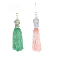 Sage & Blush Pink Tassel Tree Ornament 17cm