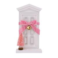 White Christmas Door w. Pink Tree 26cm
