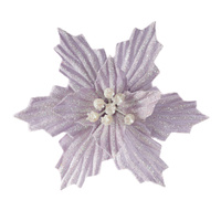 Glittered Lavender Poinsettia Clip 22cm
