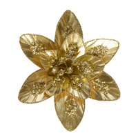 Glitter Edge Gold Poinsettia Clip 21cm
