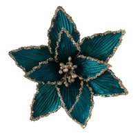 Glitter Edge Peacock Poinsettia Clip 29cm