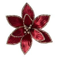 Glitter Edge Red Poinsettia Clip 30cm