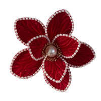 Red Poinsettia w. Pearl Edge Clip 22cm