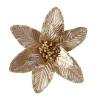 Champagne Poinsettia w. Sequin Edge Clip 26cm