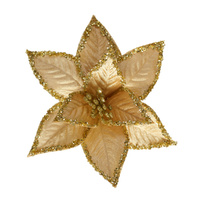 Glitter Edge Gold Poinsettia Clip 20cm