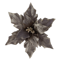 Pewter Poinsettia Clip 36cm