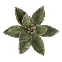 Glitter Edge Sage Poinsettia 25cm
