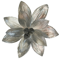 Shiny Silver Poinsettia Clip 25cm
