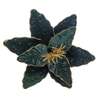 Dark Emerald Poinsettia w. Gold Glitter Edge Clip 31cm