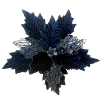 Navy Poinsettia w. Net Fabric Clip 31cm