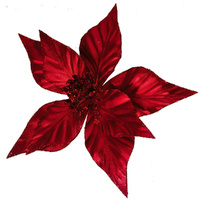 Metallic Red Poinsettia Clip 27cm