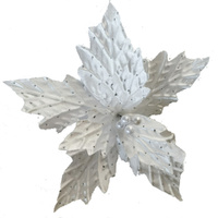 Shiny White Poinsettia Clip w. Pearl Centre 30cm