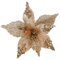 Coral Poinsettia w. Net Fabric Clip 29cm