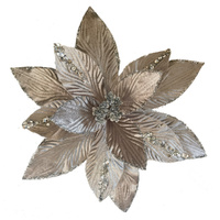 Platinum Poinsettia Clip 30cm