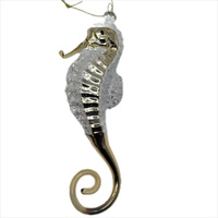 Glass Champagne Seahorse 18cm
