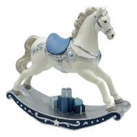 Blue & White Rocking Horse  25cm