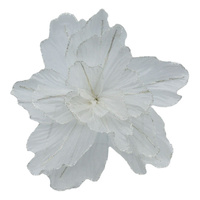 White Sheer Flower w. Gold Edge 40cm