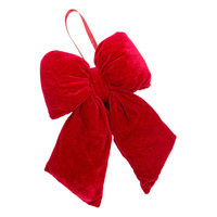 Red Velvet Bow With Fur Trim 39cm