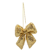 Gold Shiny Sequined Bow 11cm