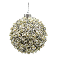 Silver Pearl Encrusted Ball 10cm