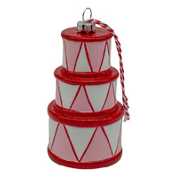 Drum Set Pink & Red Hanging Ornament 11cm