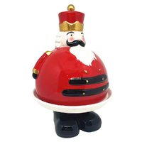 Ceramic Red & Gold Nutcracker Lidded Dish 25cm