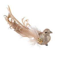 Champagne Glitter Bird 15cm
