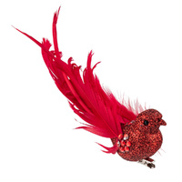 Red Glitter Bird 15cm