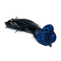 Blue Glitter Bird w. Jewel Tail 22cm