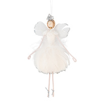 Whimsical White Glitter Angel 17cm