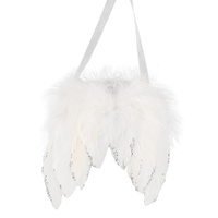 Whimsical White Glitter Wings 13cm